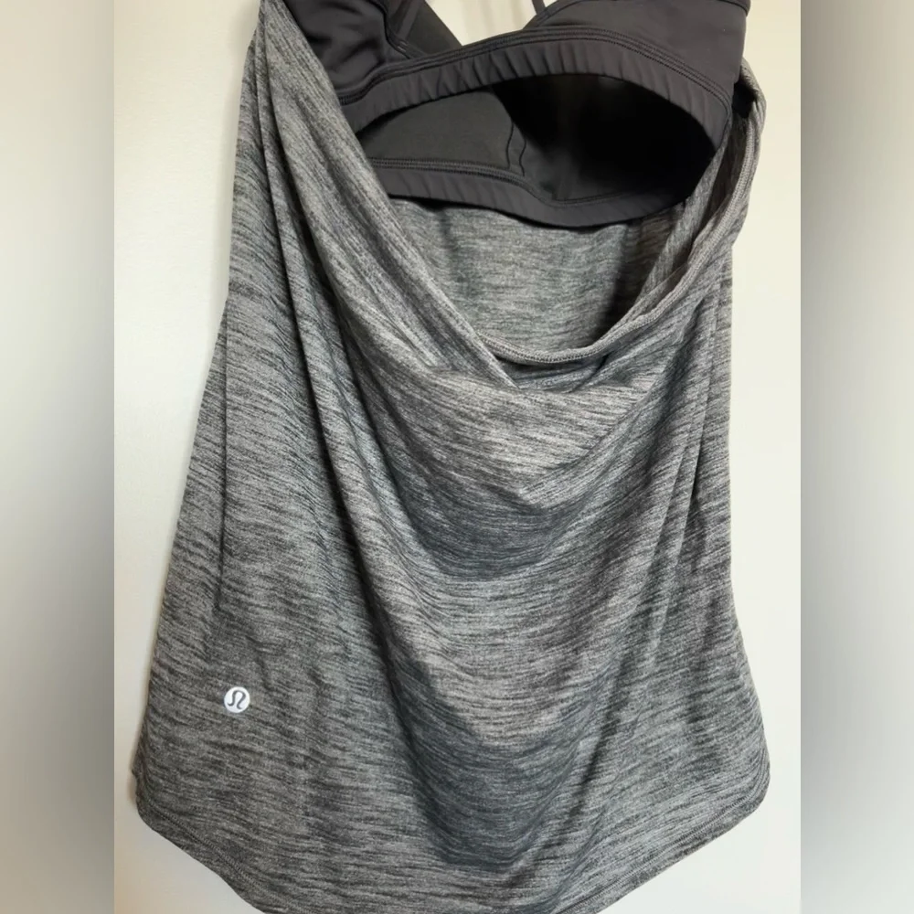 Lululemon Lighten Up Tank Heather Gray Black Strappy Back Size 10 - Picture 10 of 14